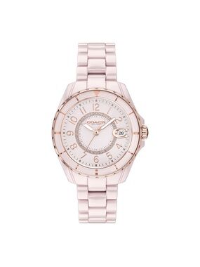 New Coach PRESTON Watch, Pink Dial, Ceramic Quartz, 32mm, 14503463, Women's